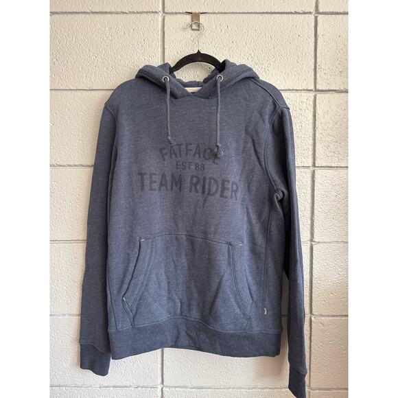 Men's Fat Face Team Rider Graphic Hoodie size M in Navy Minimalist Quiet Luxury - Picture 1 of 3